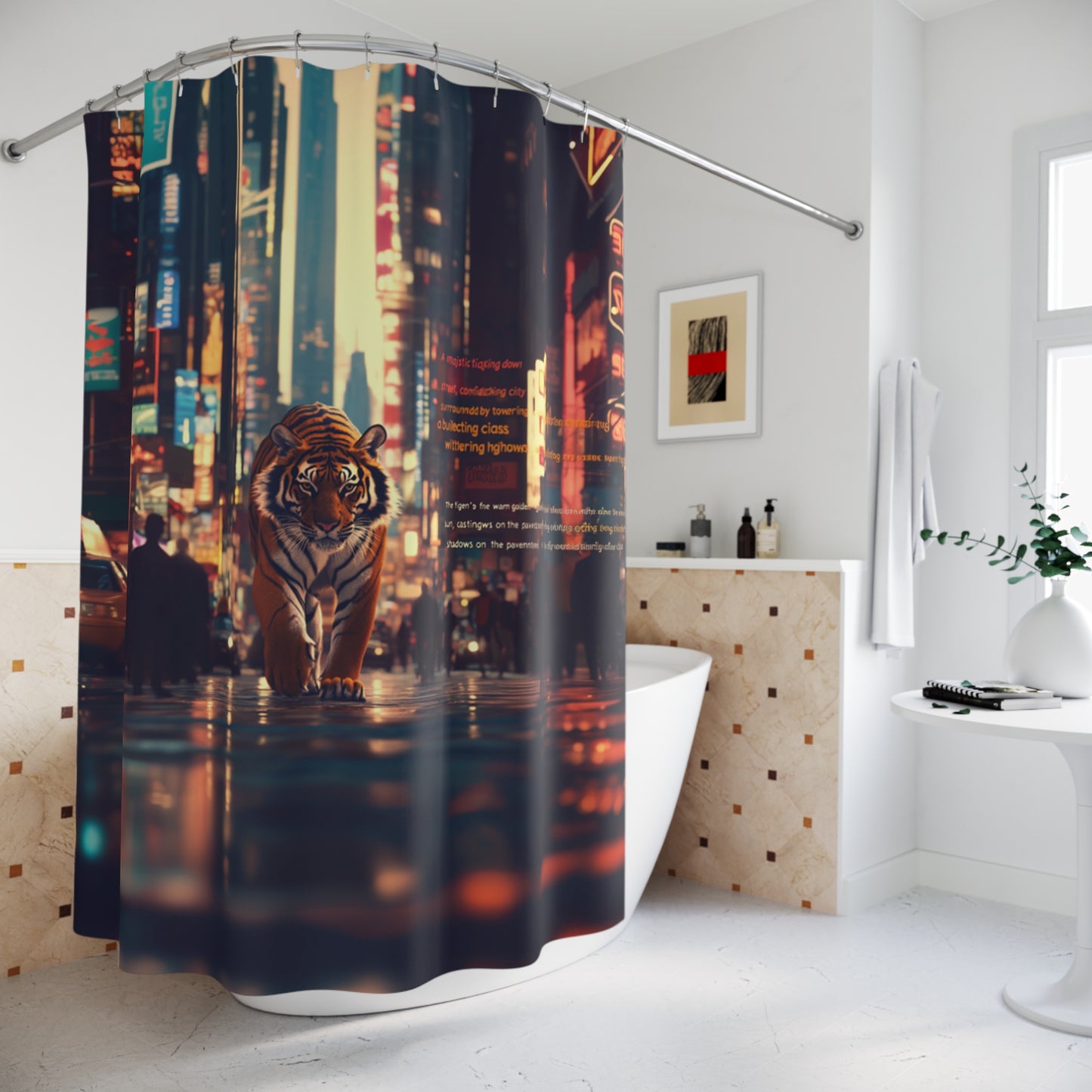 Tiger In The City Shower Curtains