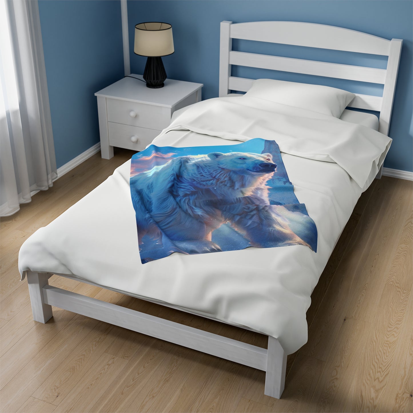 Polar Bear on A Mountian Plush Blanket