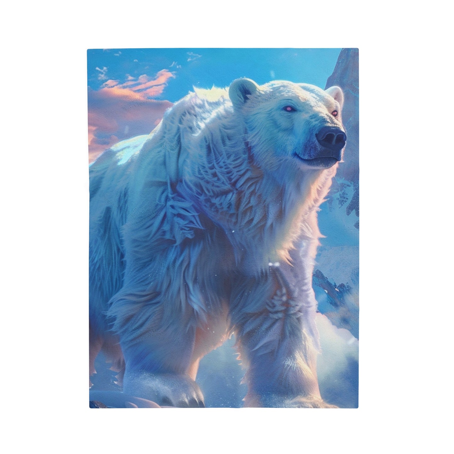 Polar Bear on A Mountian Plush Blanket