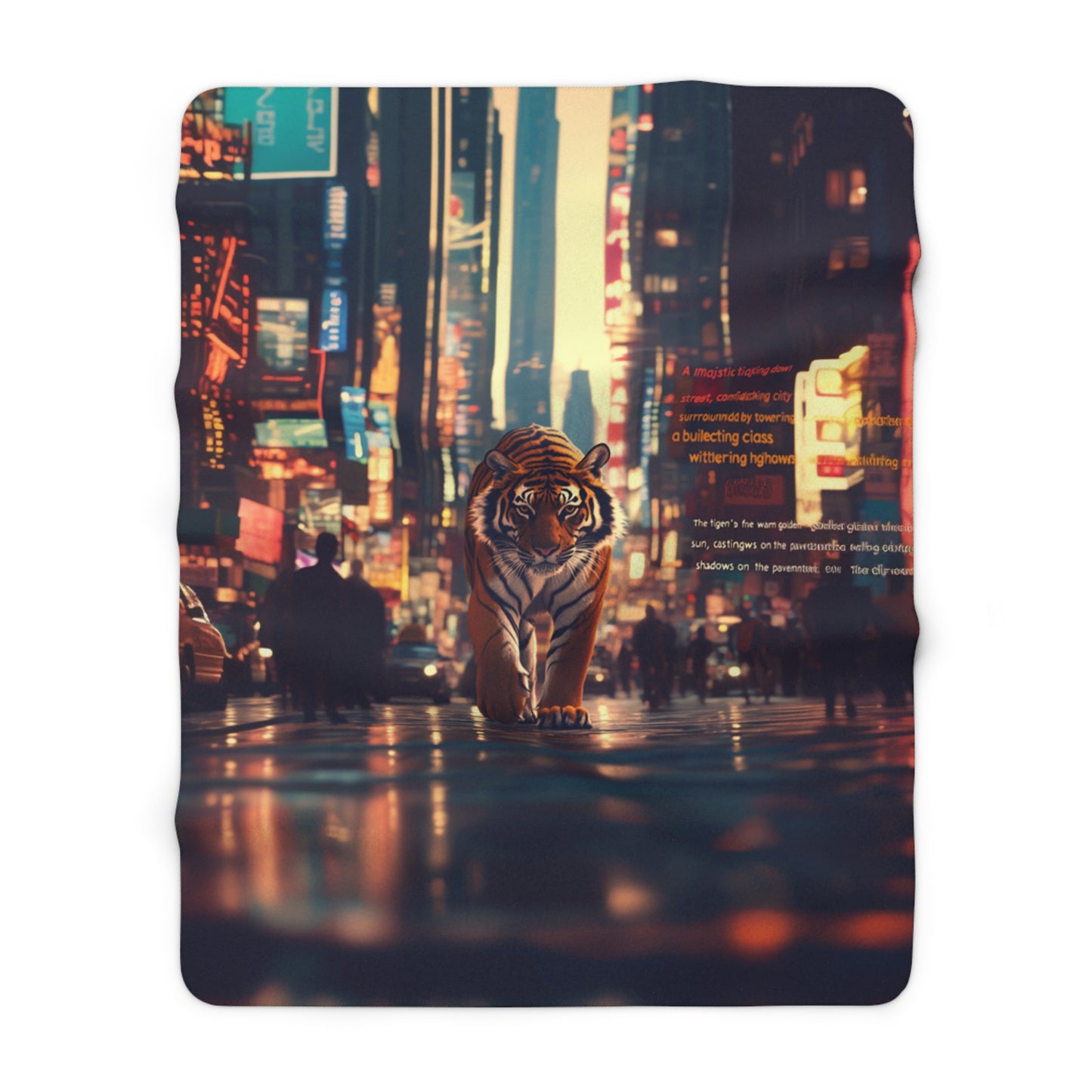 Tiger In The City Sherpa Fleece Blanket