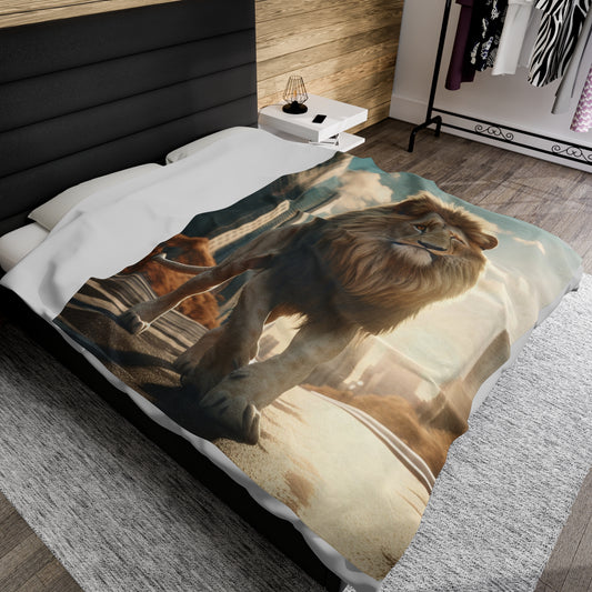 Lion In The City Plush Blanket