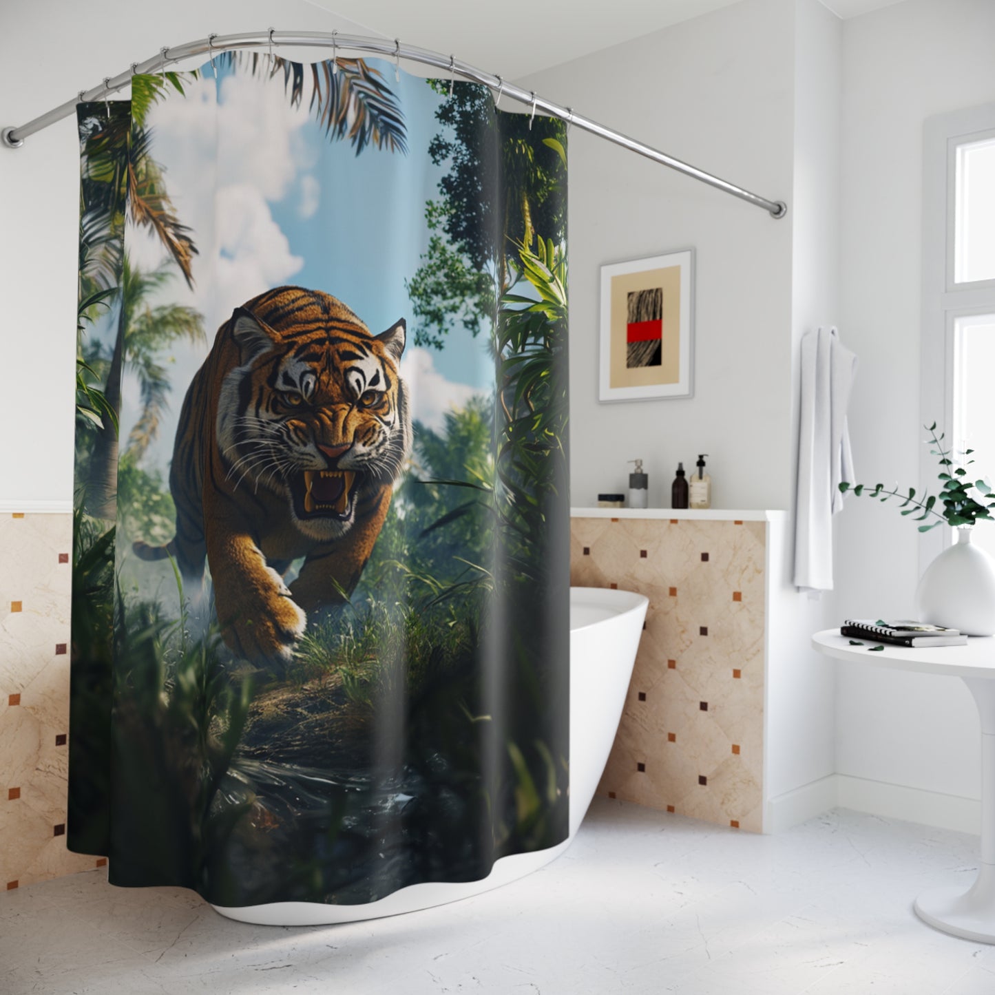 Tiger In The Jungle Shower Curtains