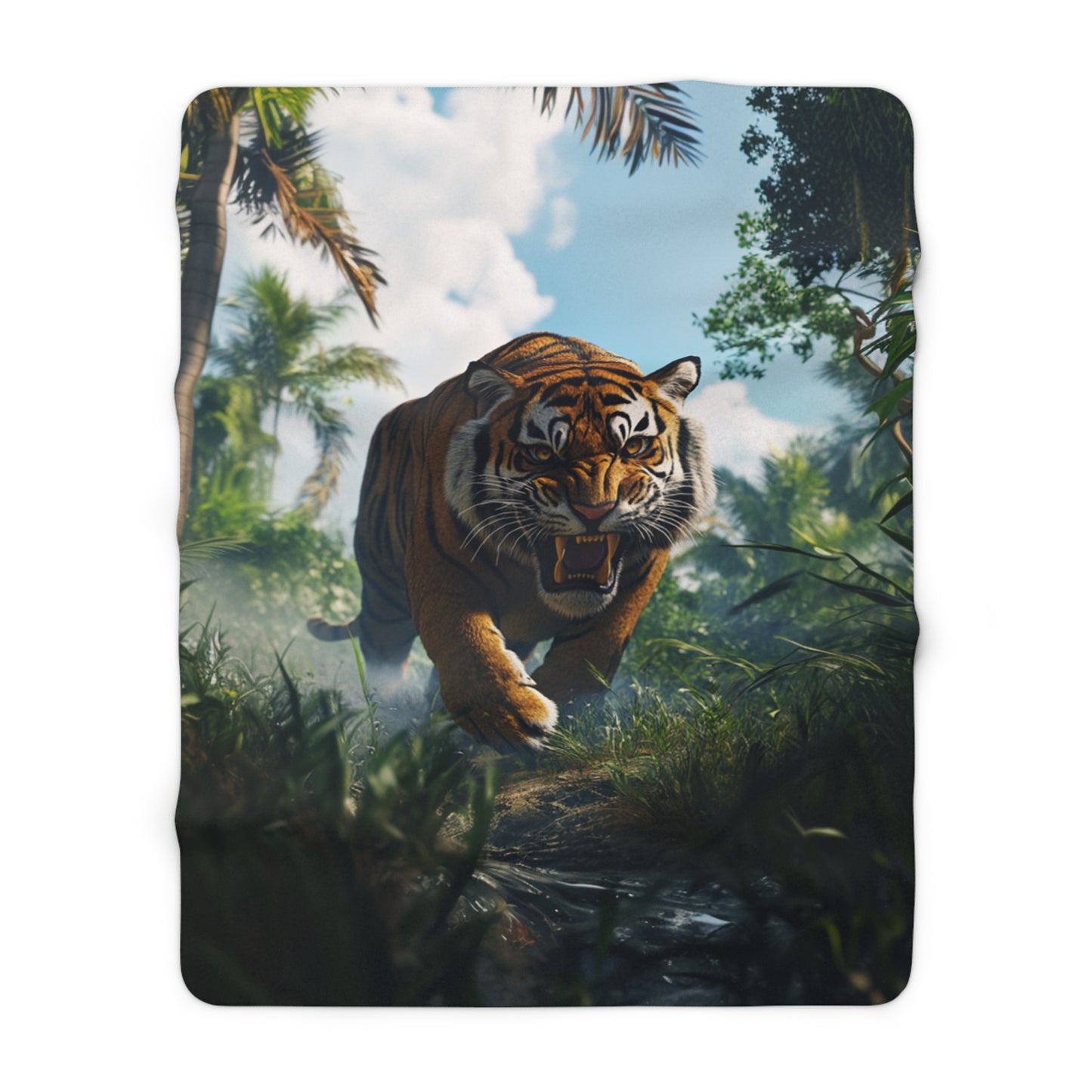 Tiger In The Jungle Sherpa Fleece Blanket