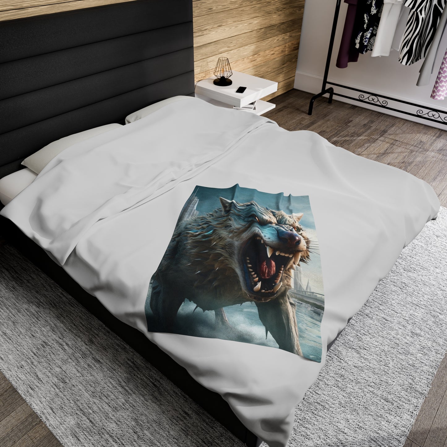 Wolf Ready To Eat In Snow City Plush Blanket