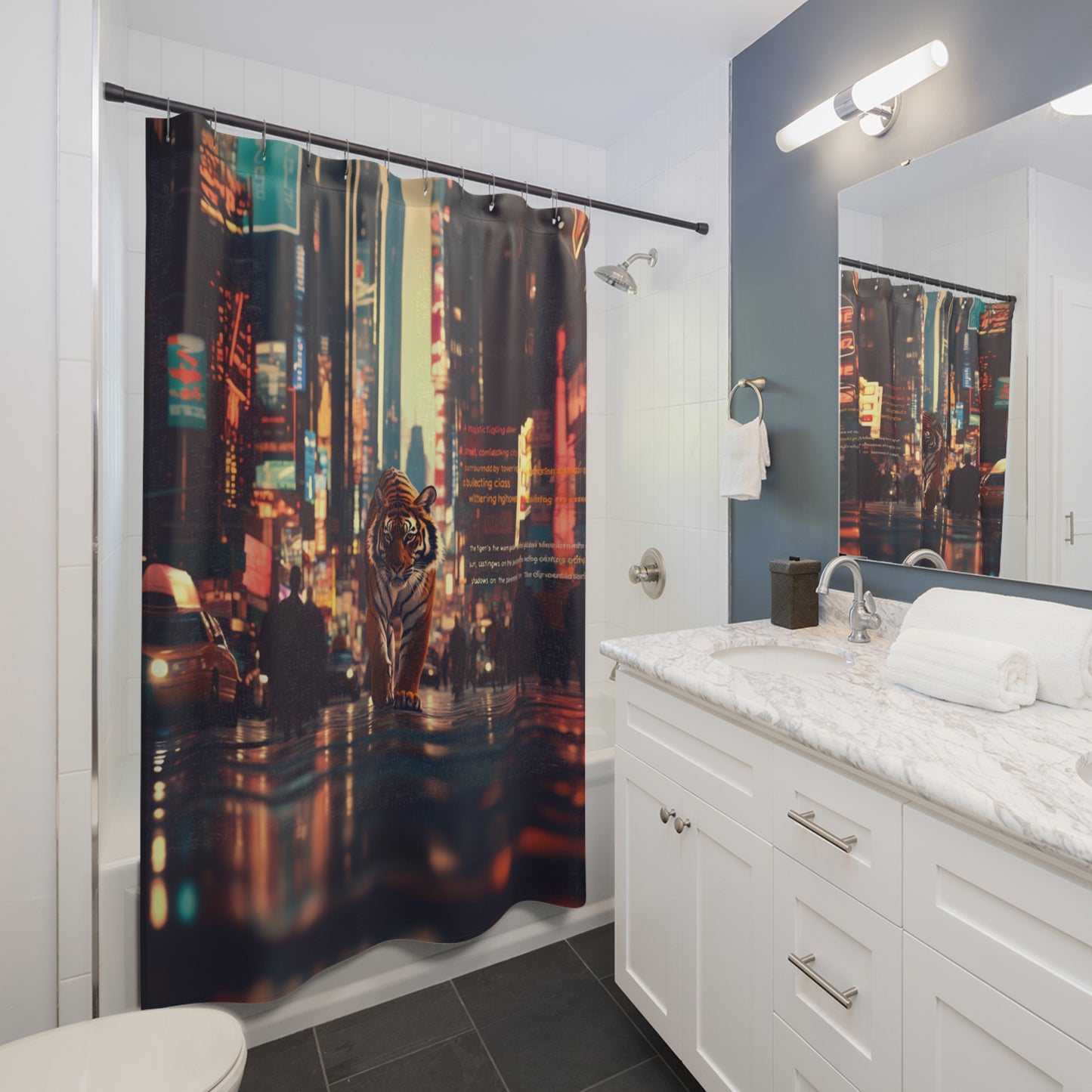 Tiger In The City Shower Curtains