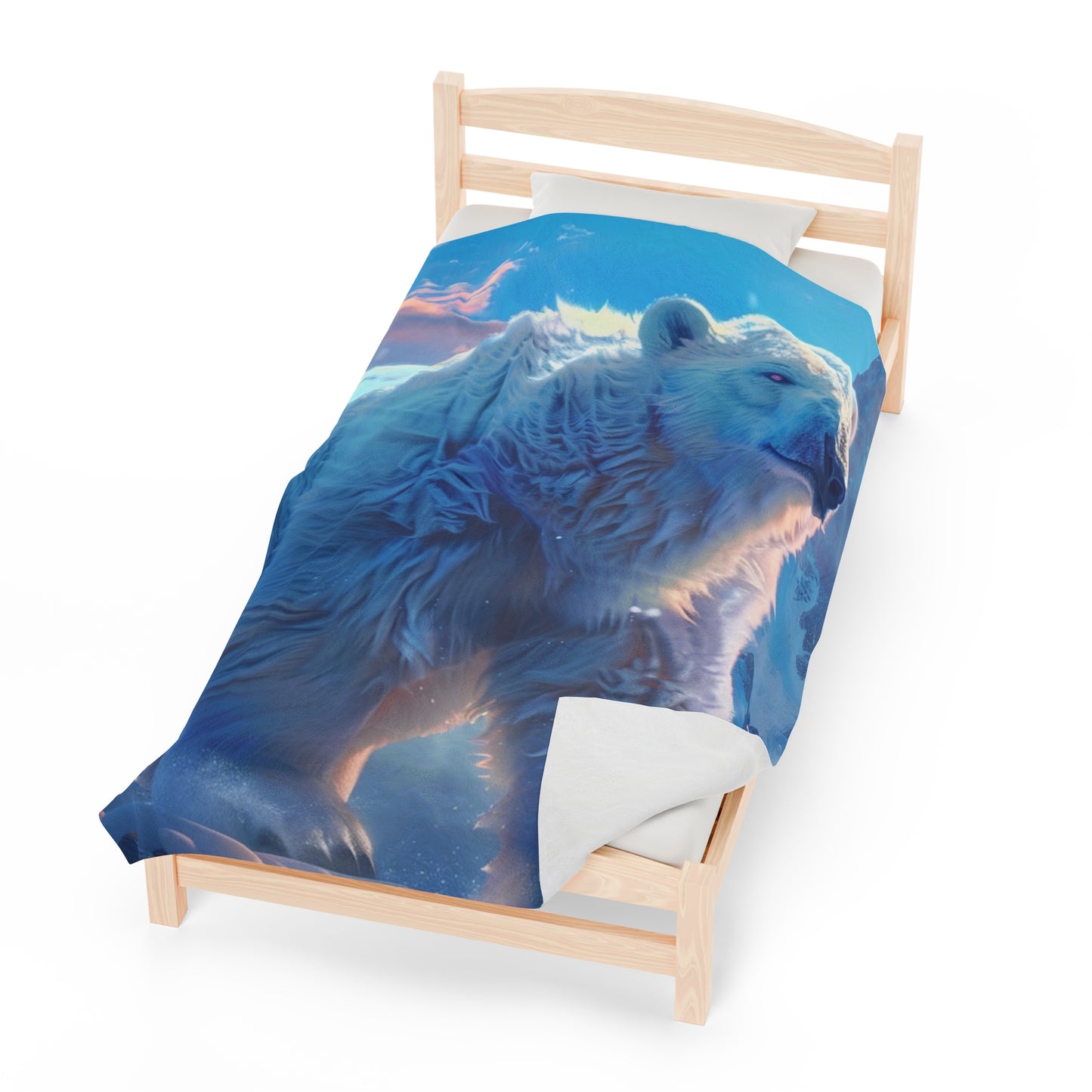 Polar Bear on A Mountian Plush Blanket