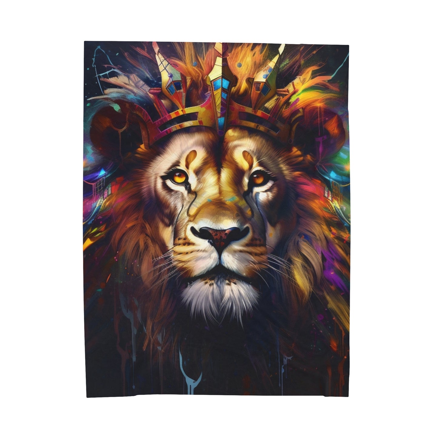 Lion Colorful Paint Plush Blanket