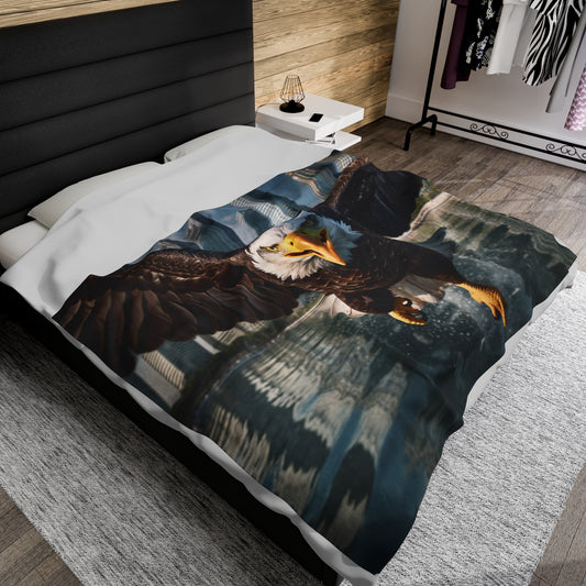 Bald Eagle Flying Plush Blanket