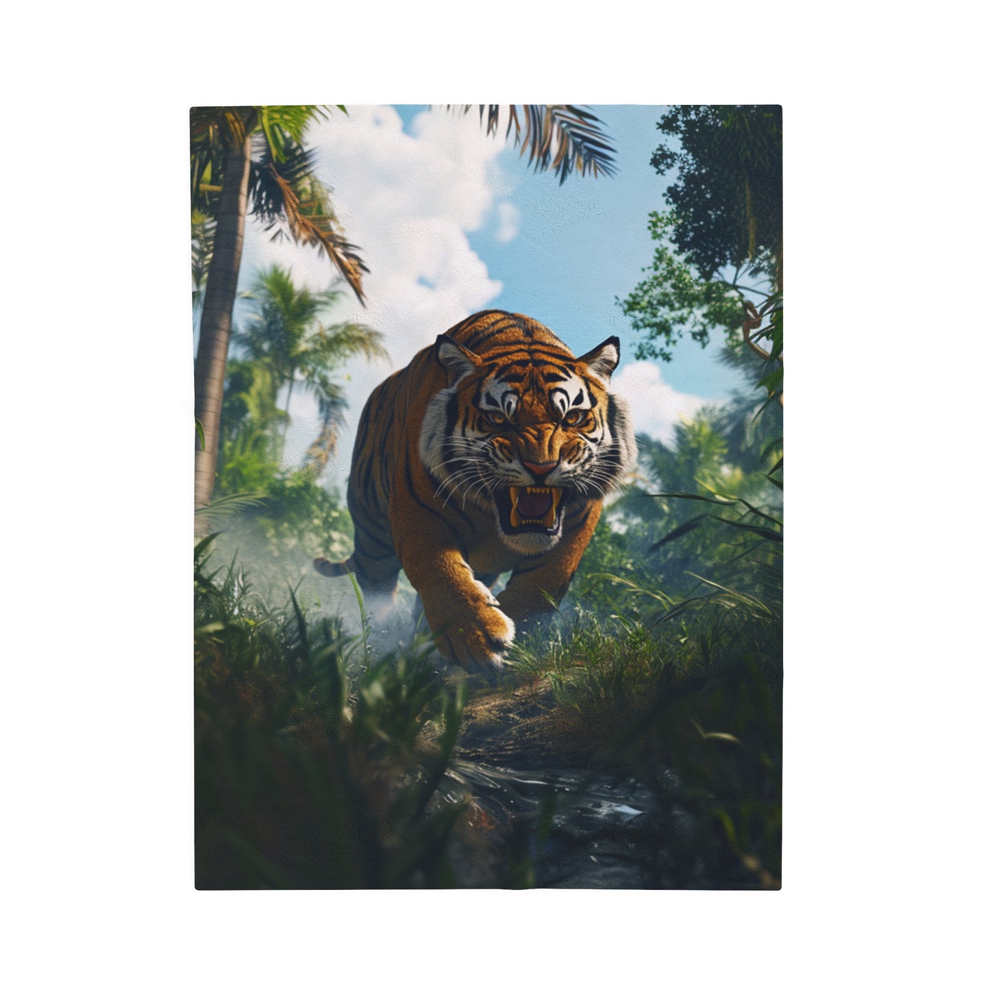 Tiger In Jungle Plush Blanket