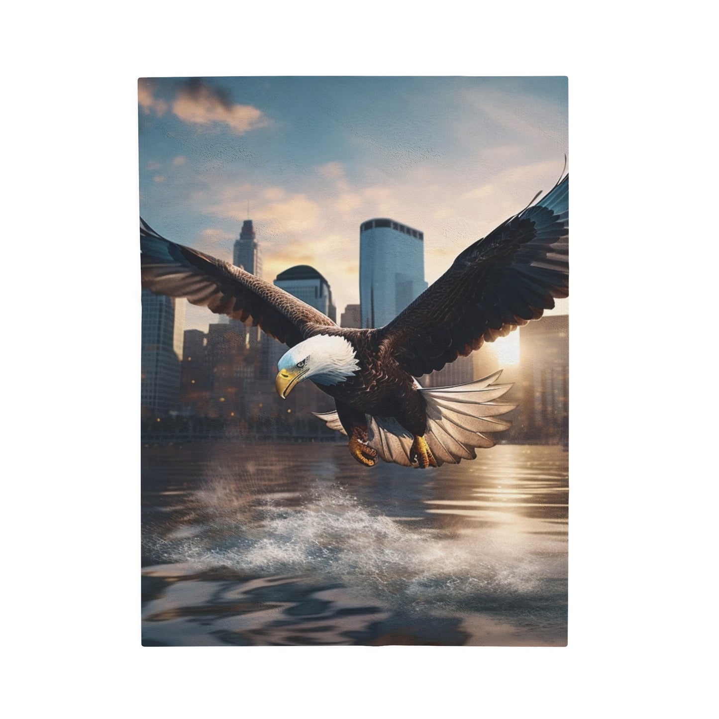 Bald Eagle Mean Flying In City Plush Blanket