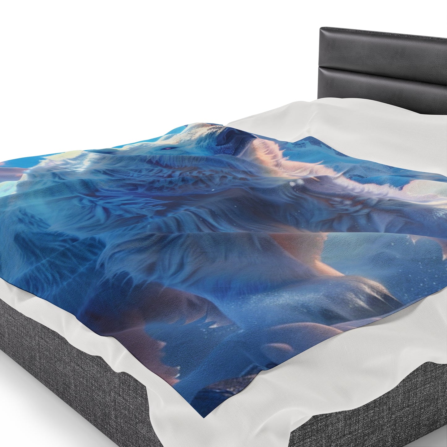 Polar Bear on A Mountian Plush Blanket