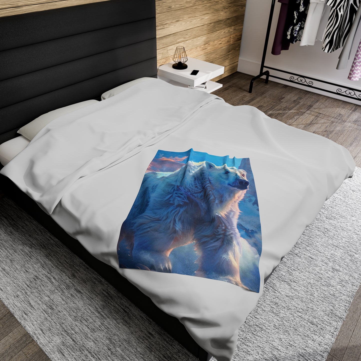 Polar Bear on A Mountian Plush Blanket