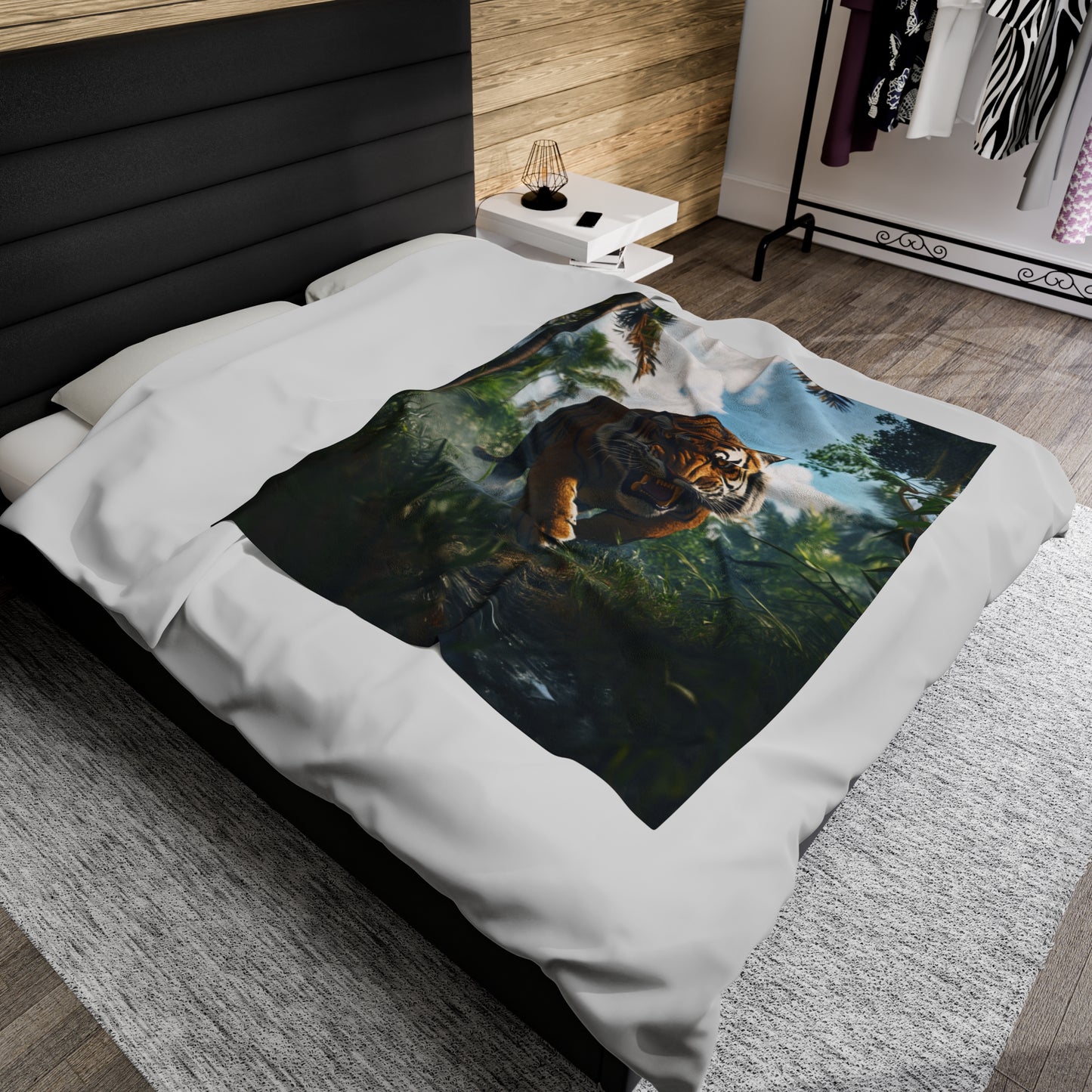 Tiger In Jungle Plush Blanket