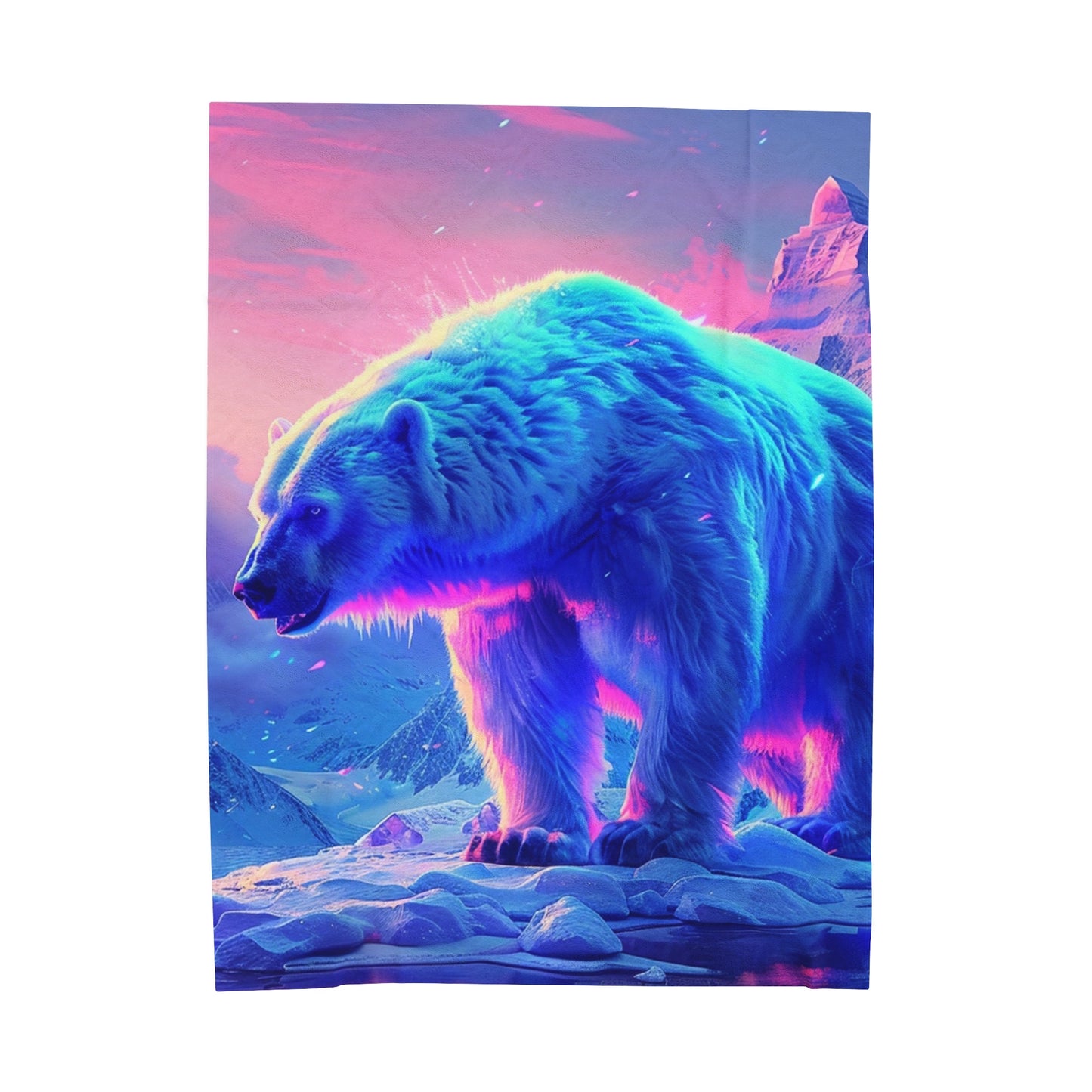 Polar Bear Blue Purple Plush Blanket