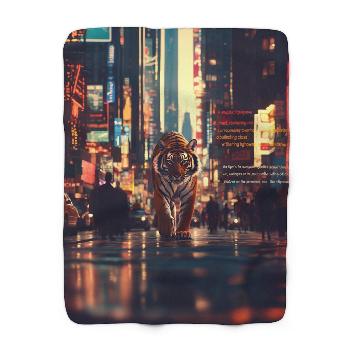 Tiger In The City Sherpa Fleece Blanket