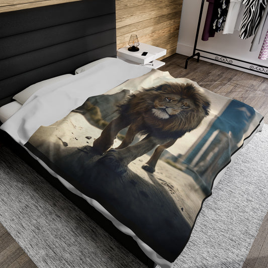 Lion Takes Over The City Plush Blanket