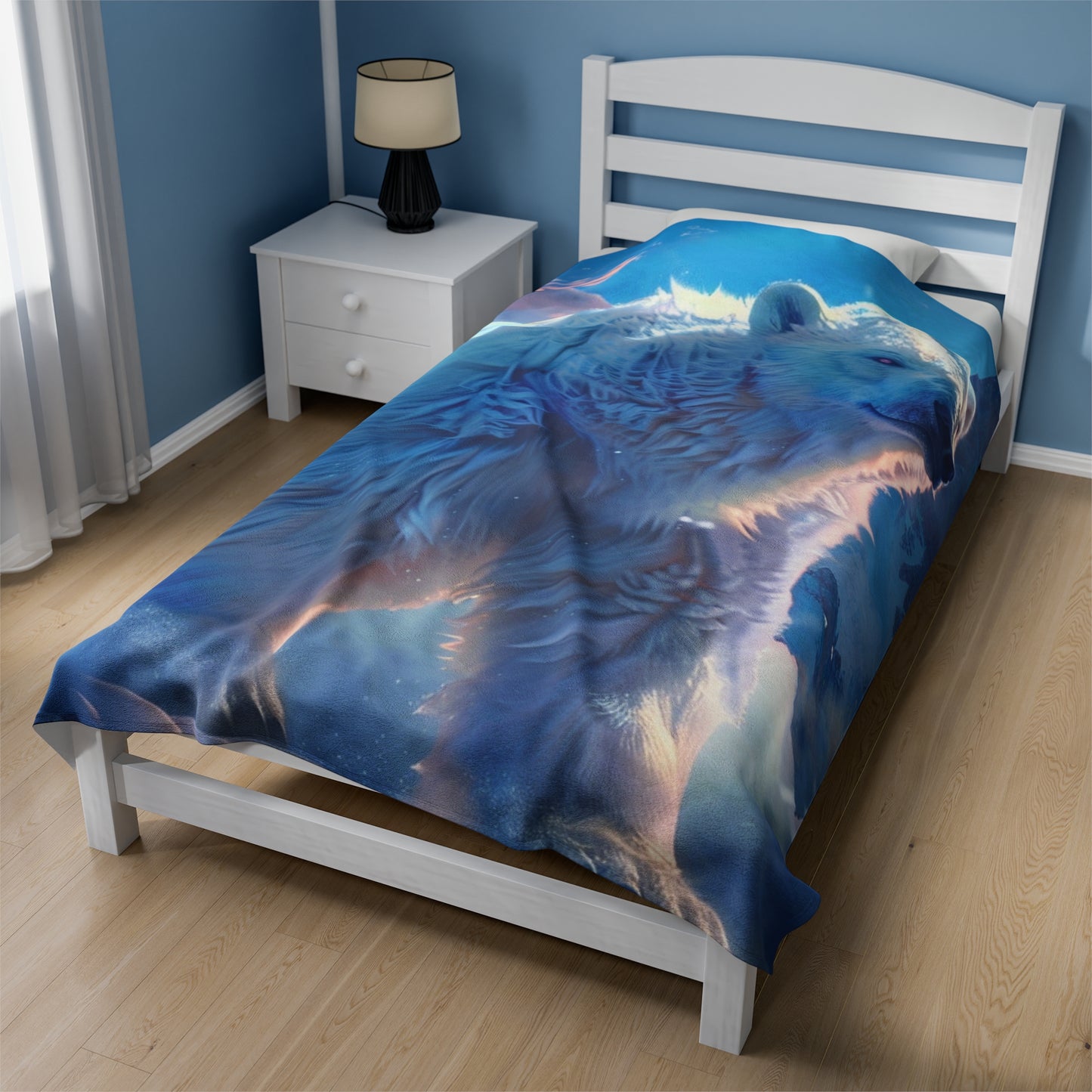 Polar Bear on A Mountian Plush Blanket