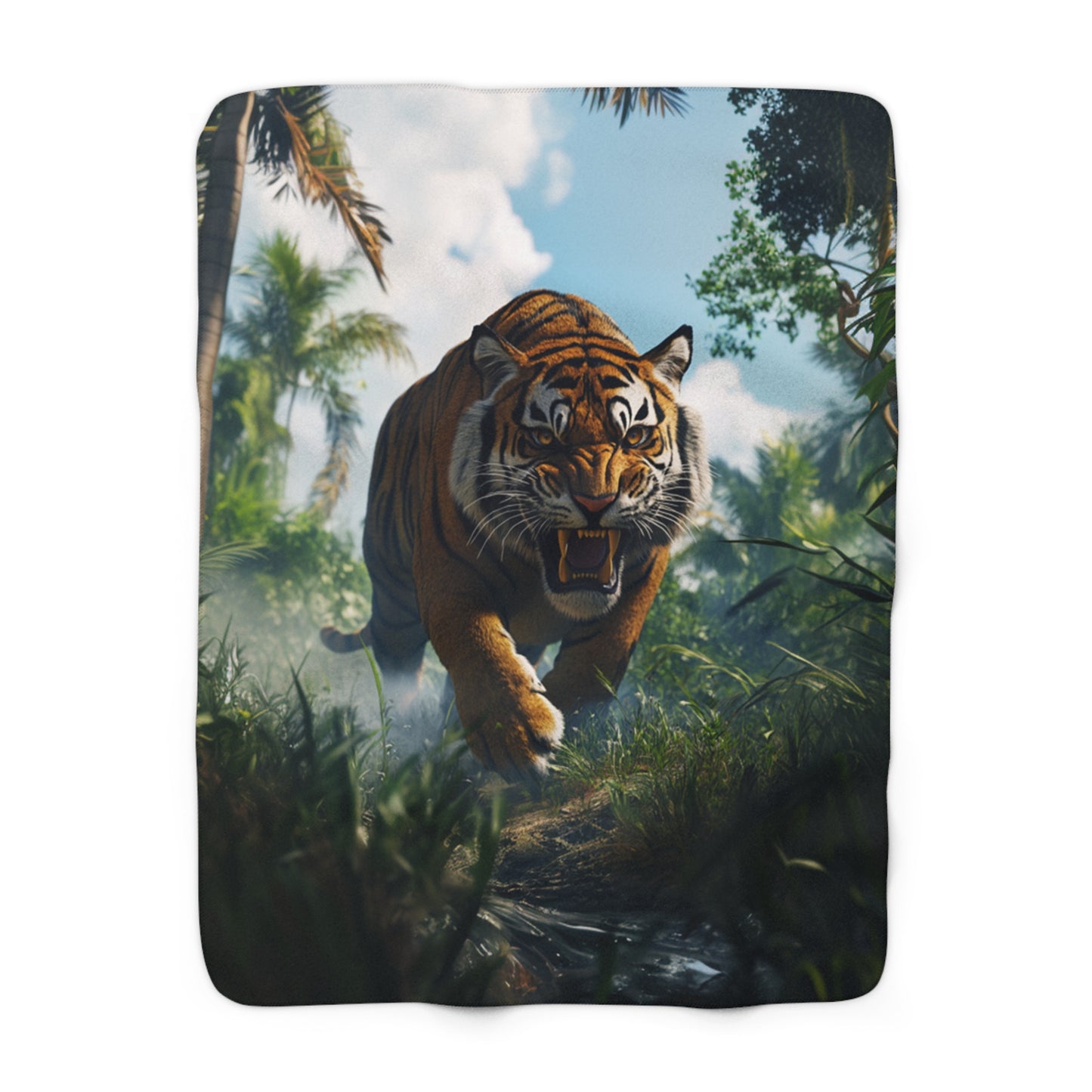 Tiger In The Jungle Sherpa Fleece Blanket