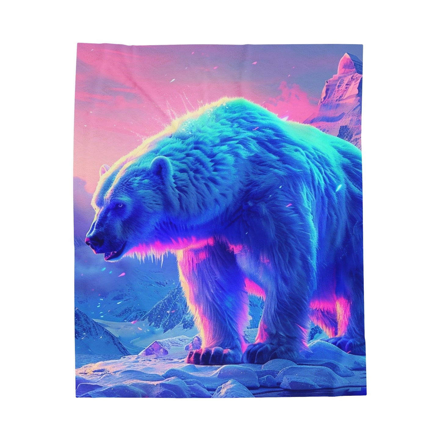 Polar Bear Blue Purple Plush Blanket