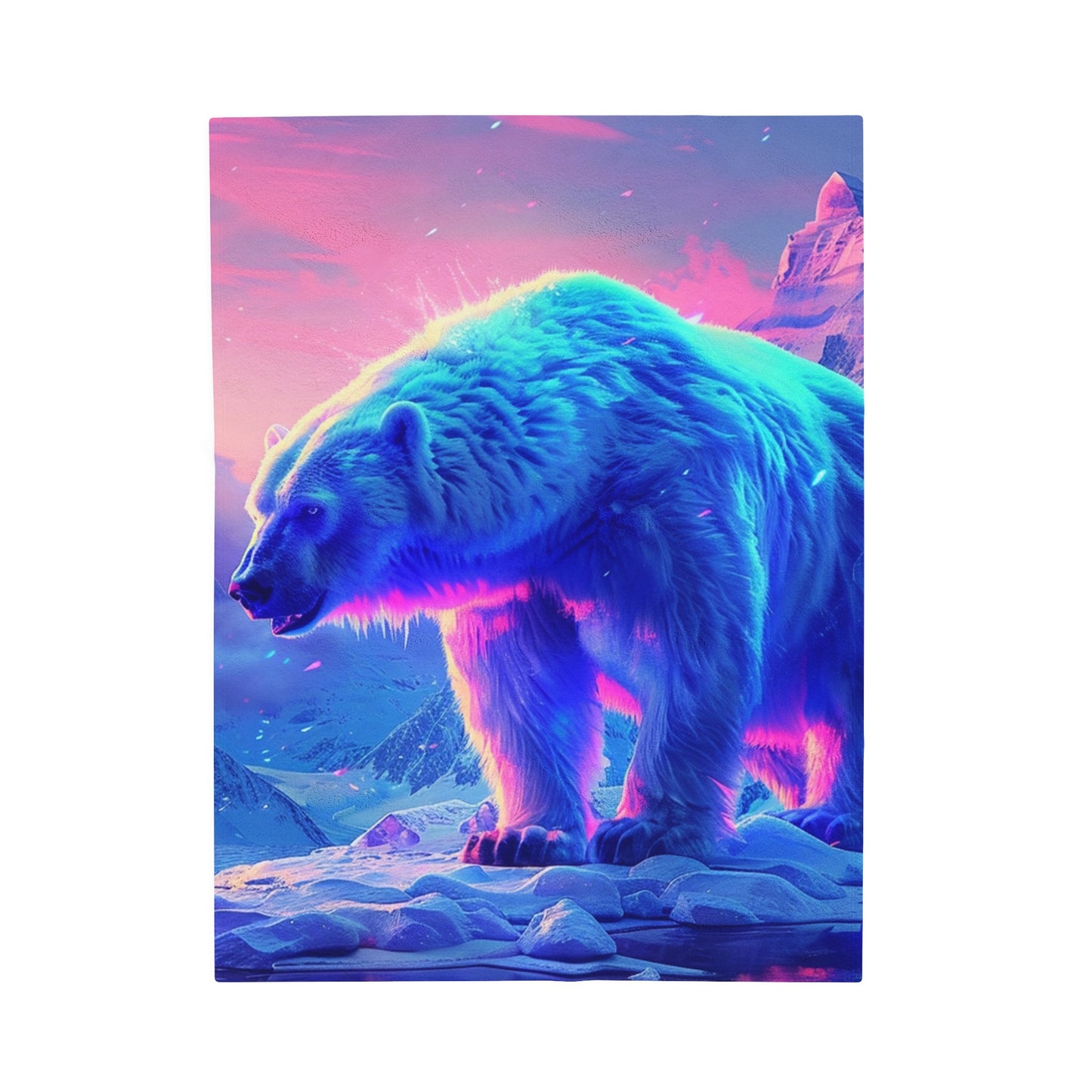 Polar Bear Blue Purple Plush Blanket