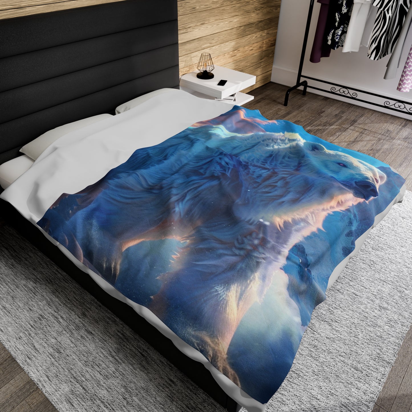 Polar Bear on A Mountian Plush Blanket