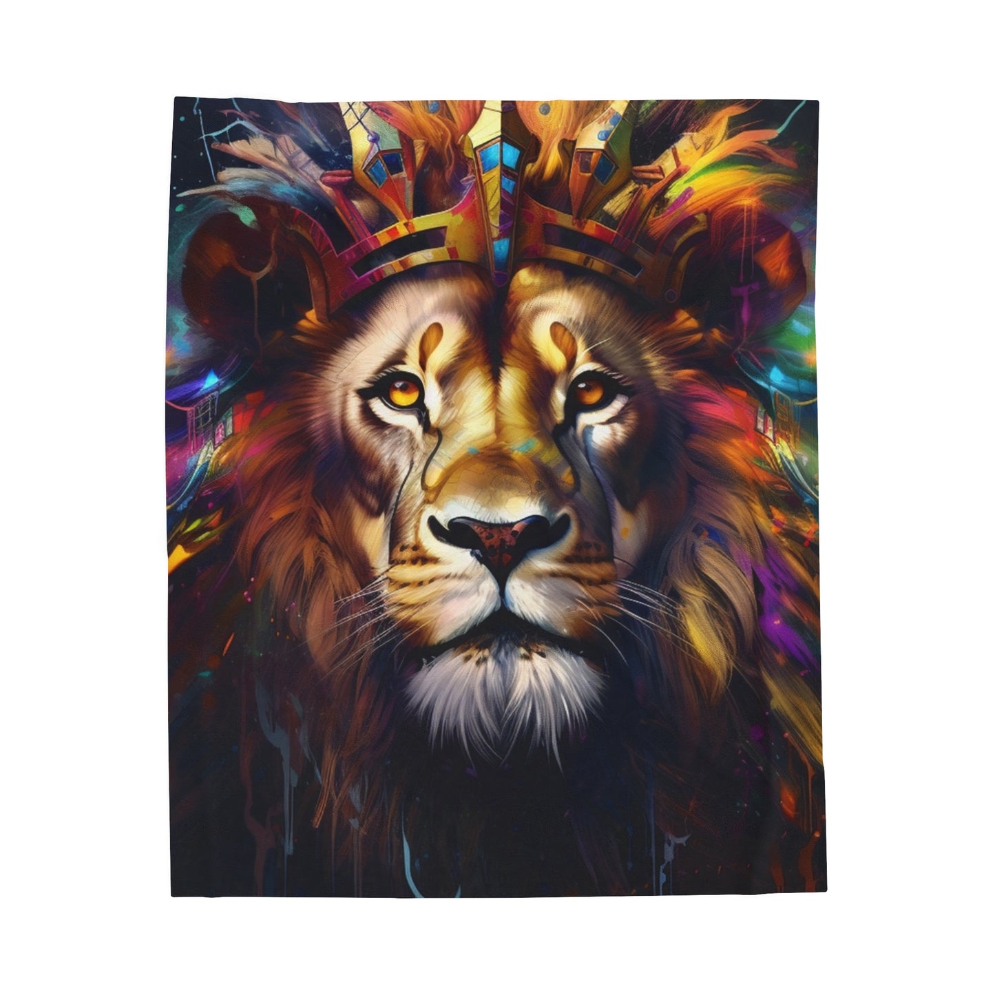 Lion Colorful Paint Plush Blanket