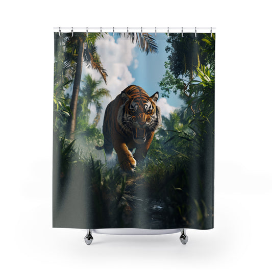 Tiger In The Jungle Shower Curtains