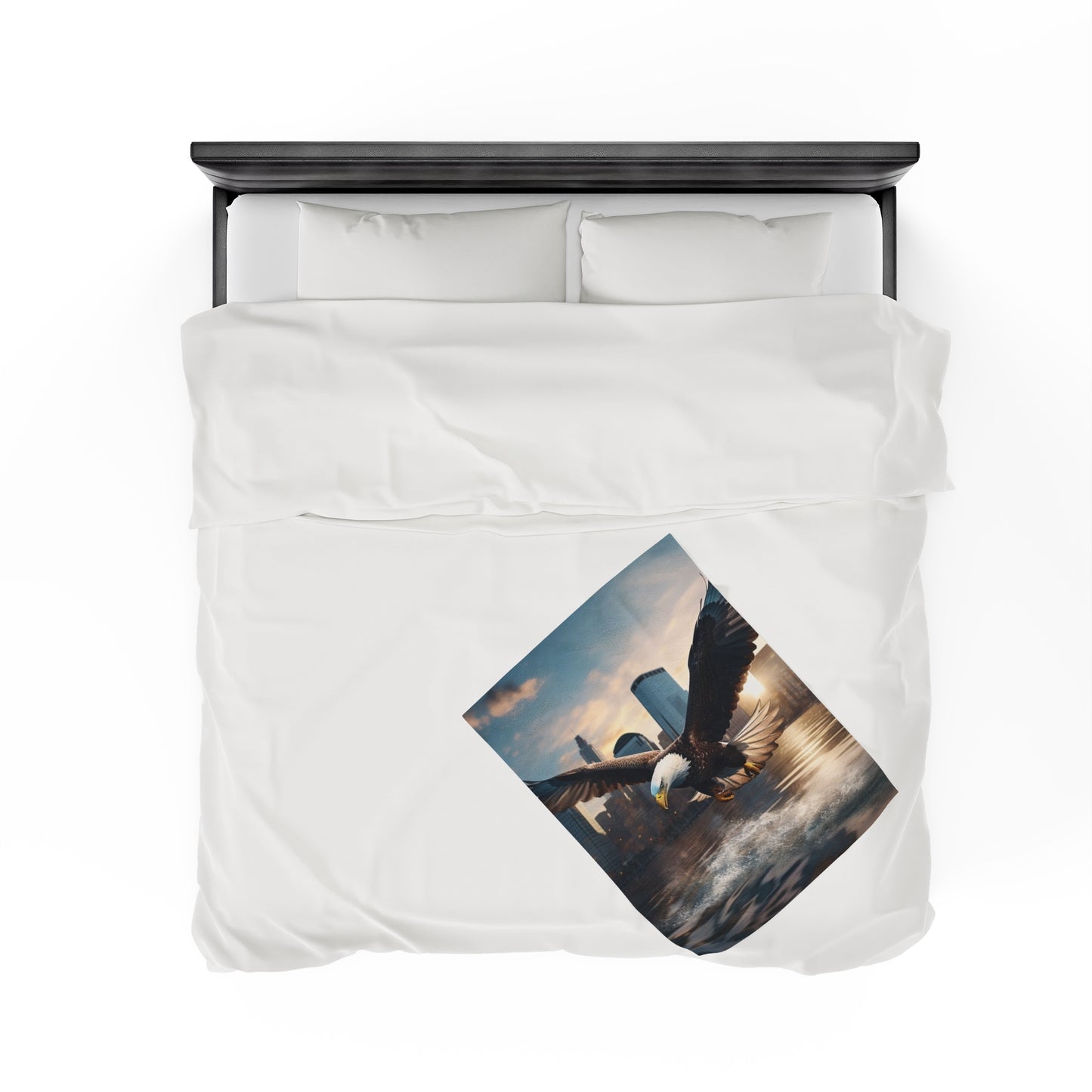 Bald Eagle Mean Flying In City Plush Blanket