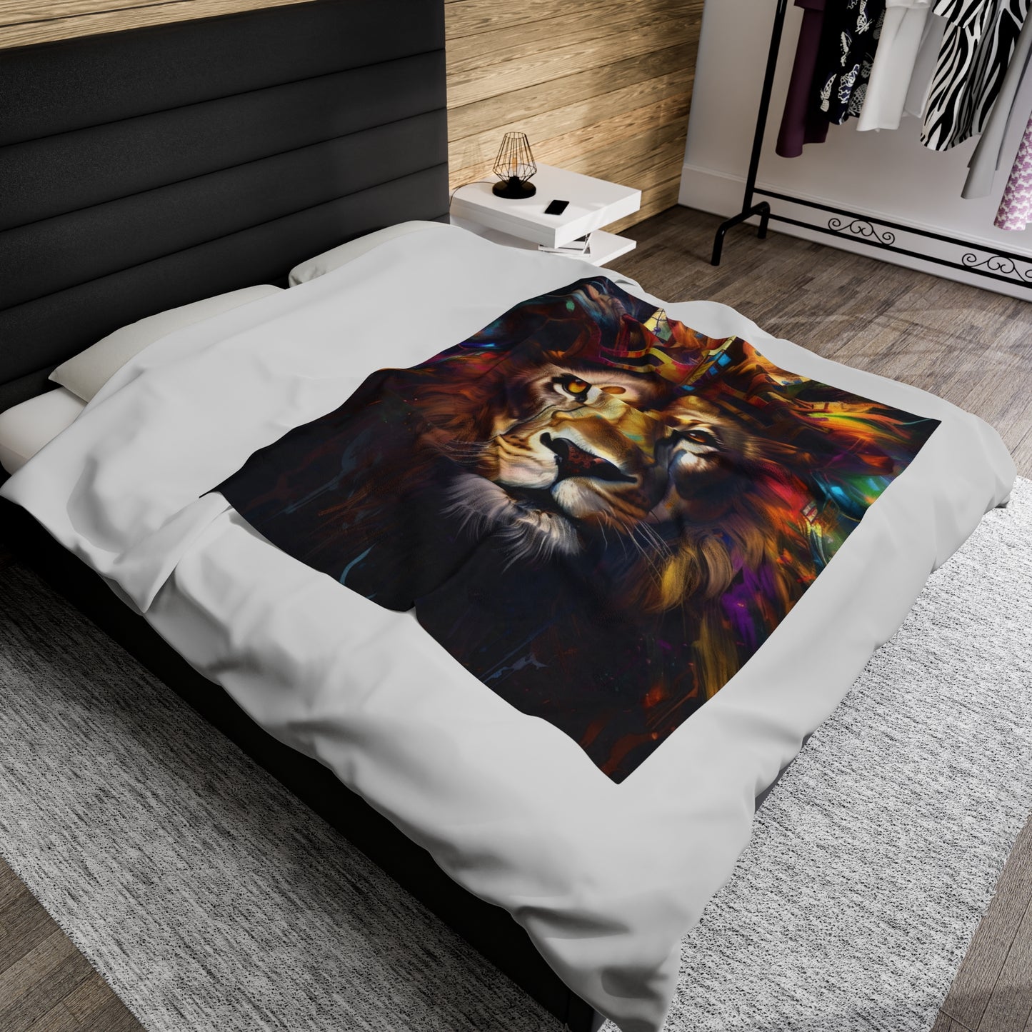 Lion Colorful Paint Plush Blanket