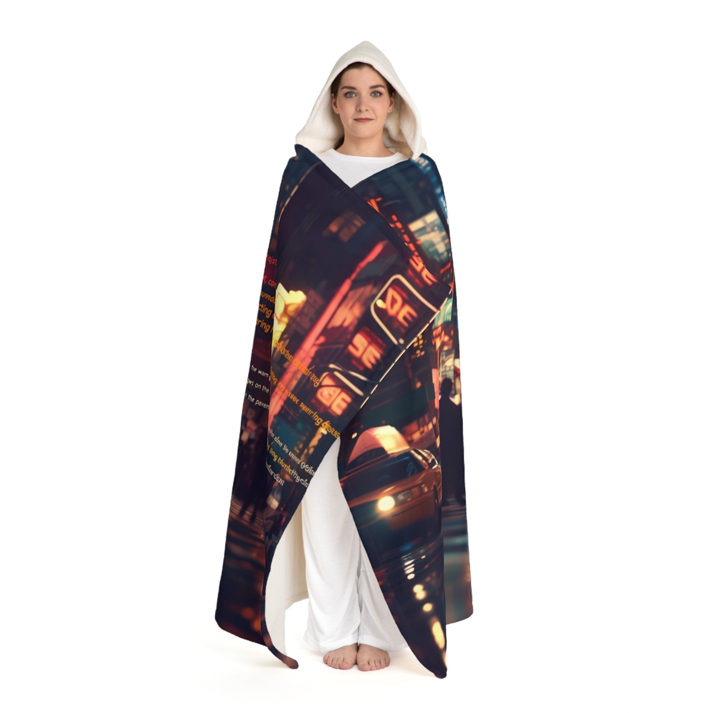 Tiger In The City Hooded Sherpa Fleece Blanket