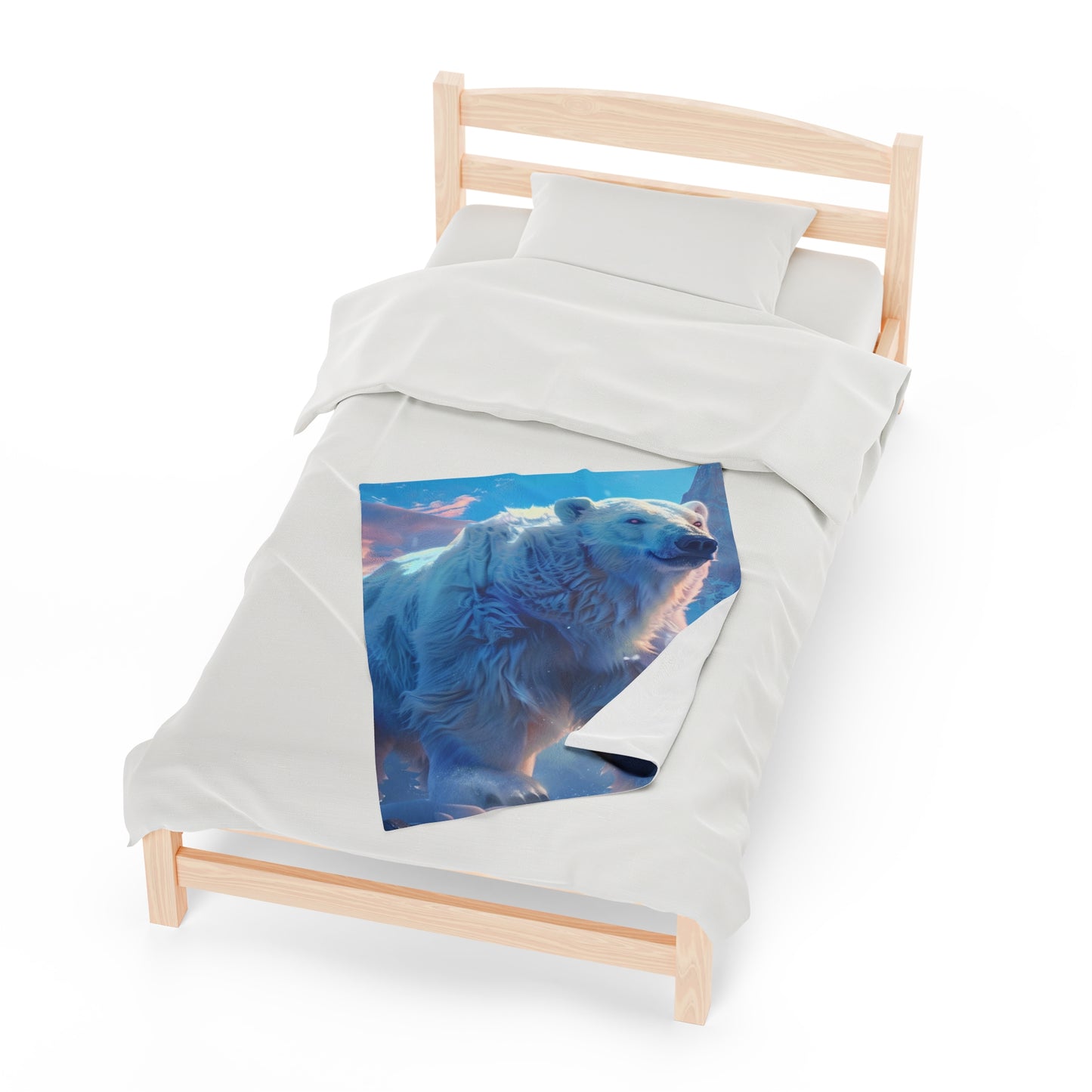 Polar Bear on A Mountian Plush Blanket