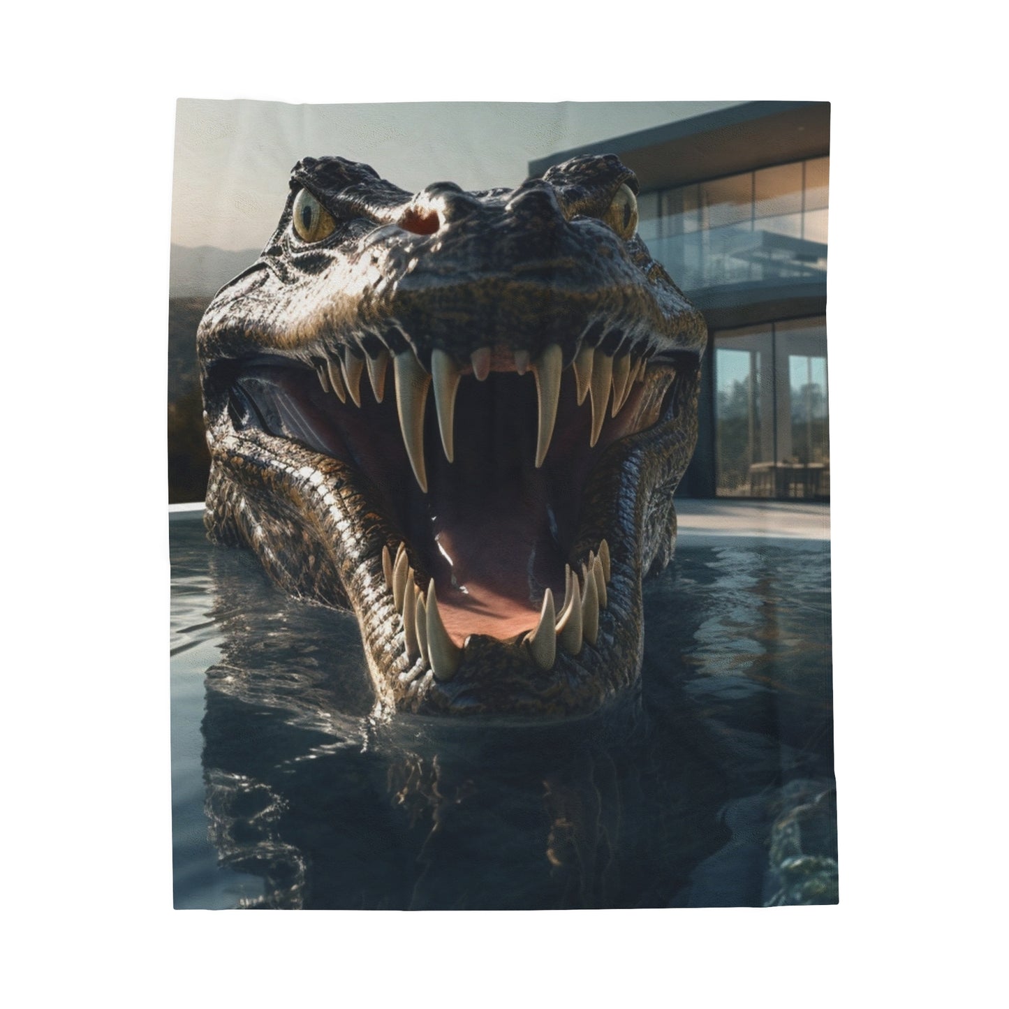 Alligator In The Pool Plush Blanket