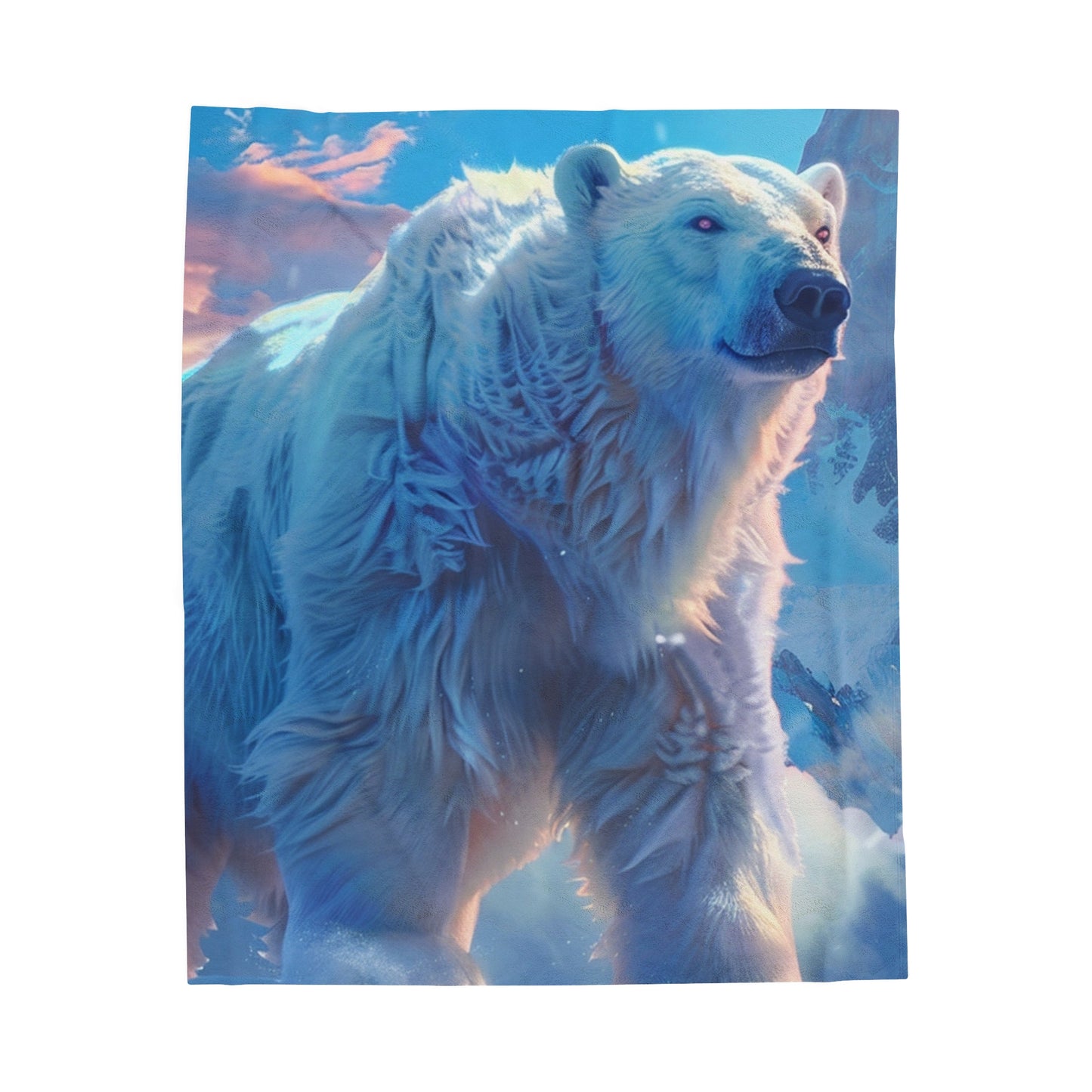 Polar Bear on A Mountian Plush Blanket