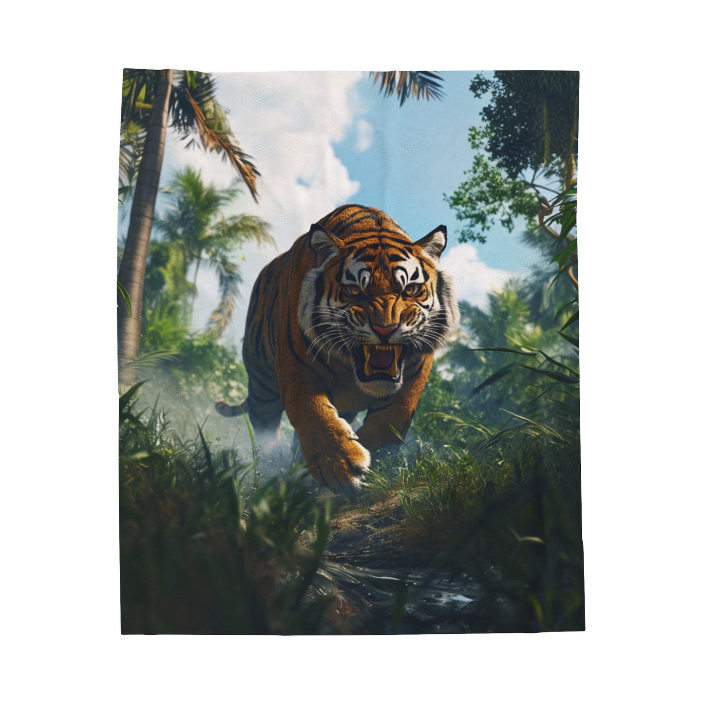 Tiger In Jungle Plush Blanket