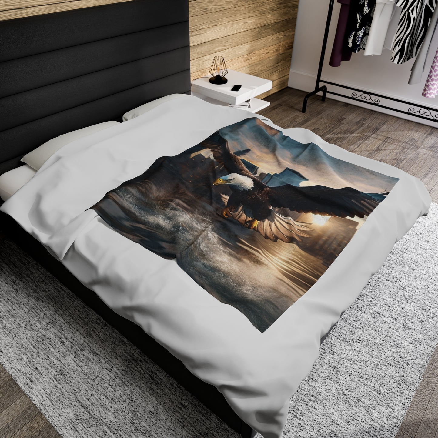 Bald Eagle Mean Flying In City Plush Blanket