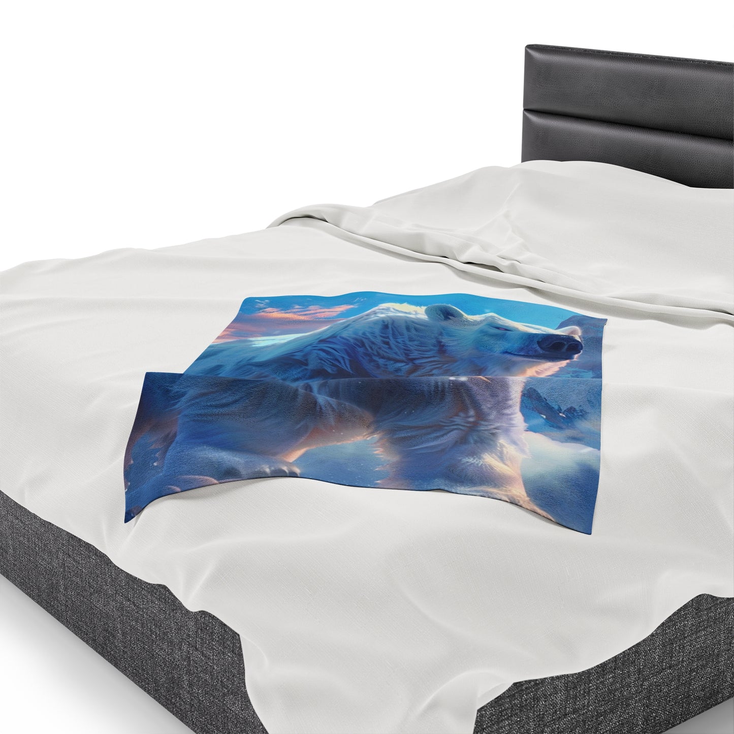 Polar Bear on A Mountian Plush Blanket