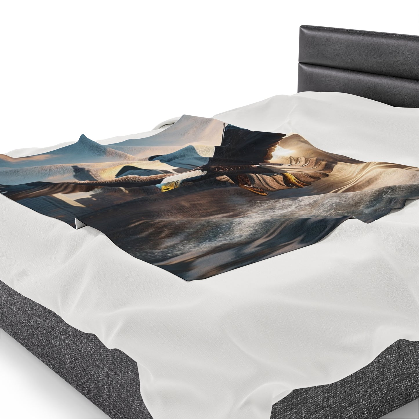 Bald Eagle Mean Flying In City Plush Blanket