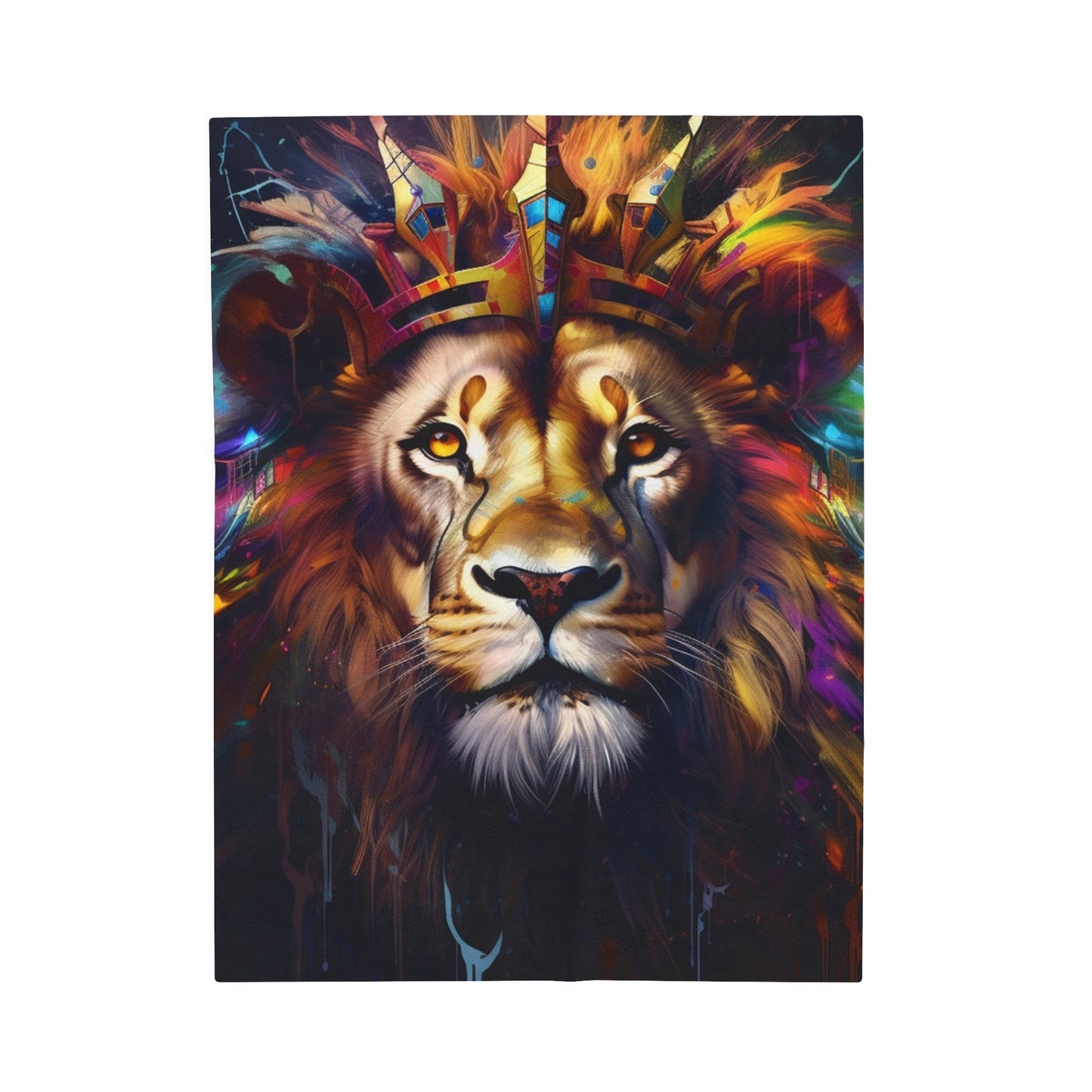 Lion Colorful Paint Plush Blanket